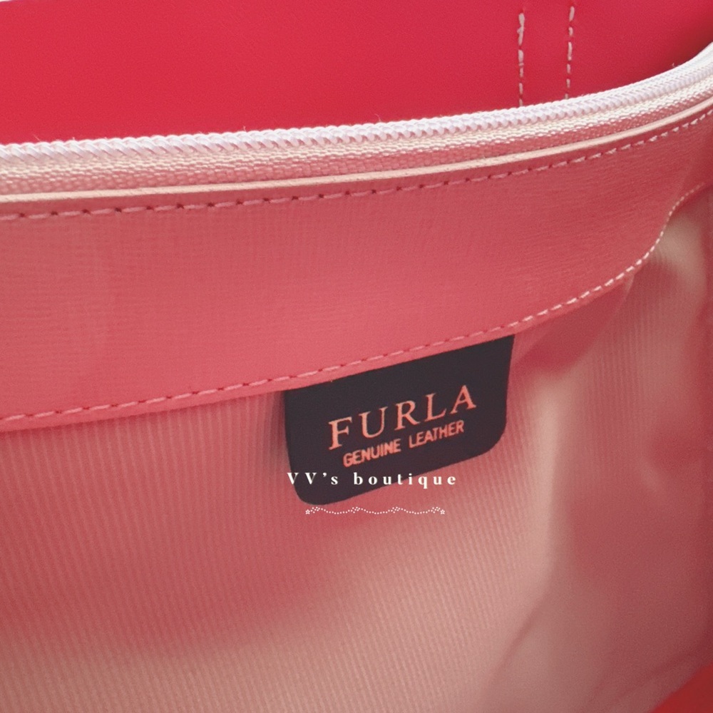 NWT Furla Sally Mini Saffiano Leather Tote Moonstone Pink Red - Picture 10 of 10